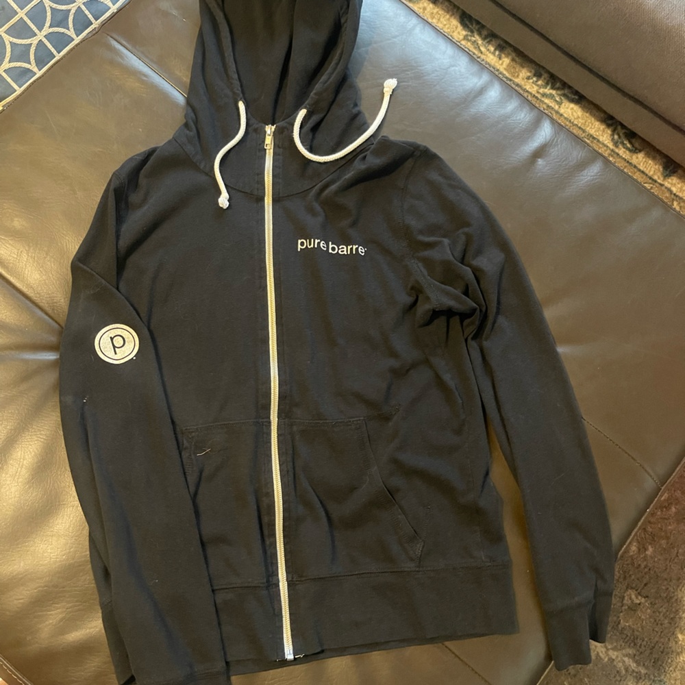 Black Pure Barre zip up hoodie, L